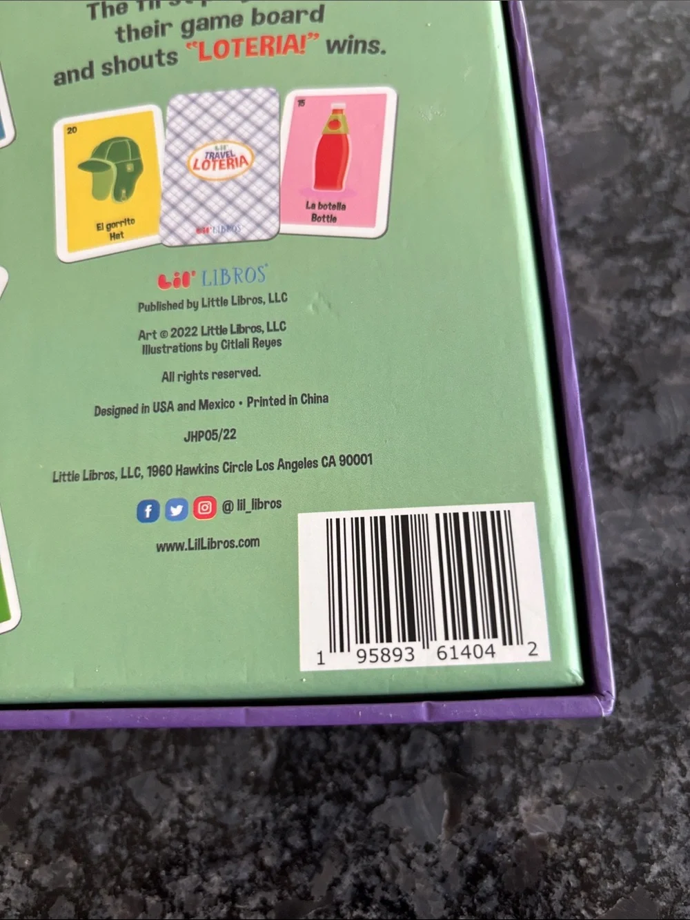 Travel Loteria Bingo Game - bi-lingual picture word game, 2-6 players, ages 3+